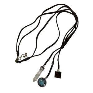 Bohemian Brown Lucky Brand Necklace with Crystal and Turquoise Accents